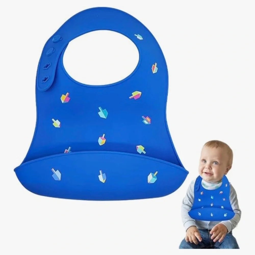 The Dreidel Company Hanukkah Baby Bib Silicone For Toddlers, Unisex, Non Messy